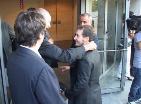 Amb l'alcalde de Girona i el president de la Cambra de Comerç, a l'arribada al centenari d'aquesta entitat (2012)